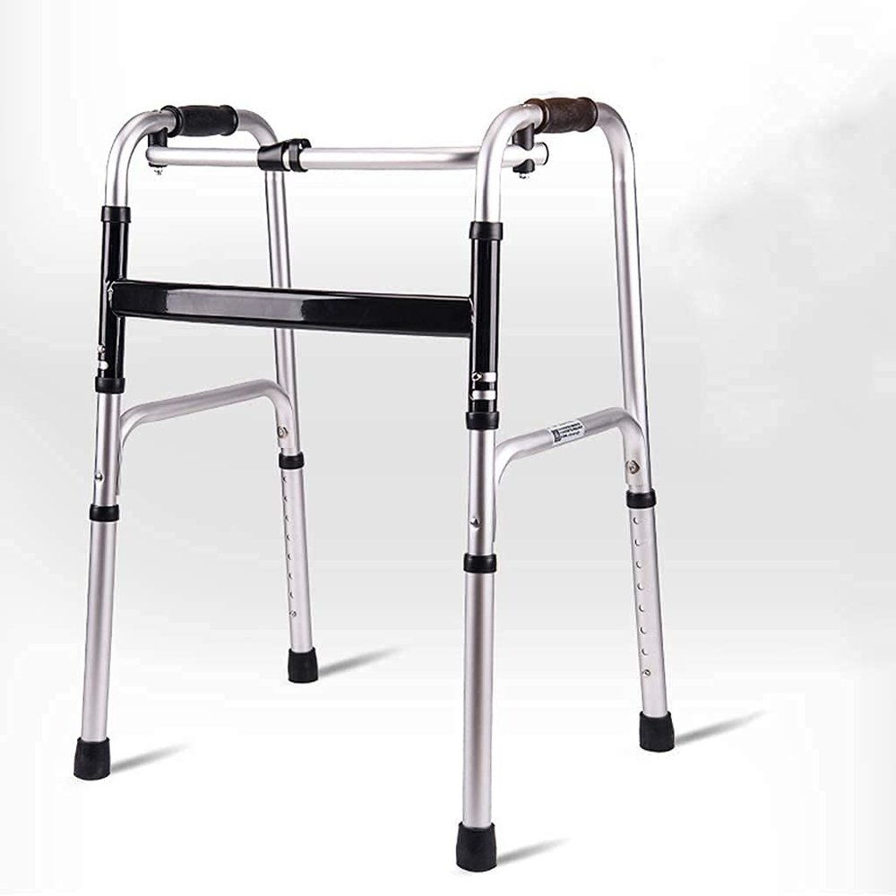 ZOCWJK Seniors and Adults Rolling Walker Lightweight Folding Walking Frame with 2 Wheel Seat and Bag Adjustable Height (Un Wheeled