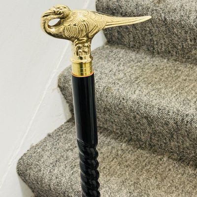 Antique Style Handle Hercule Poirot Swan Style Brass Walking Stick Gift Item 37 Inch