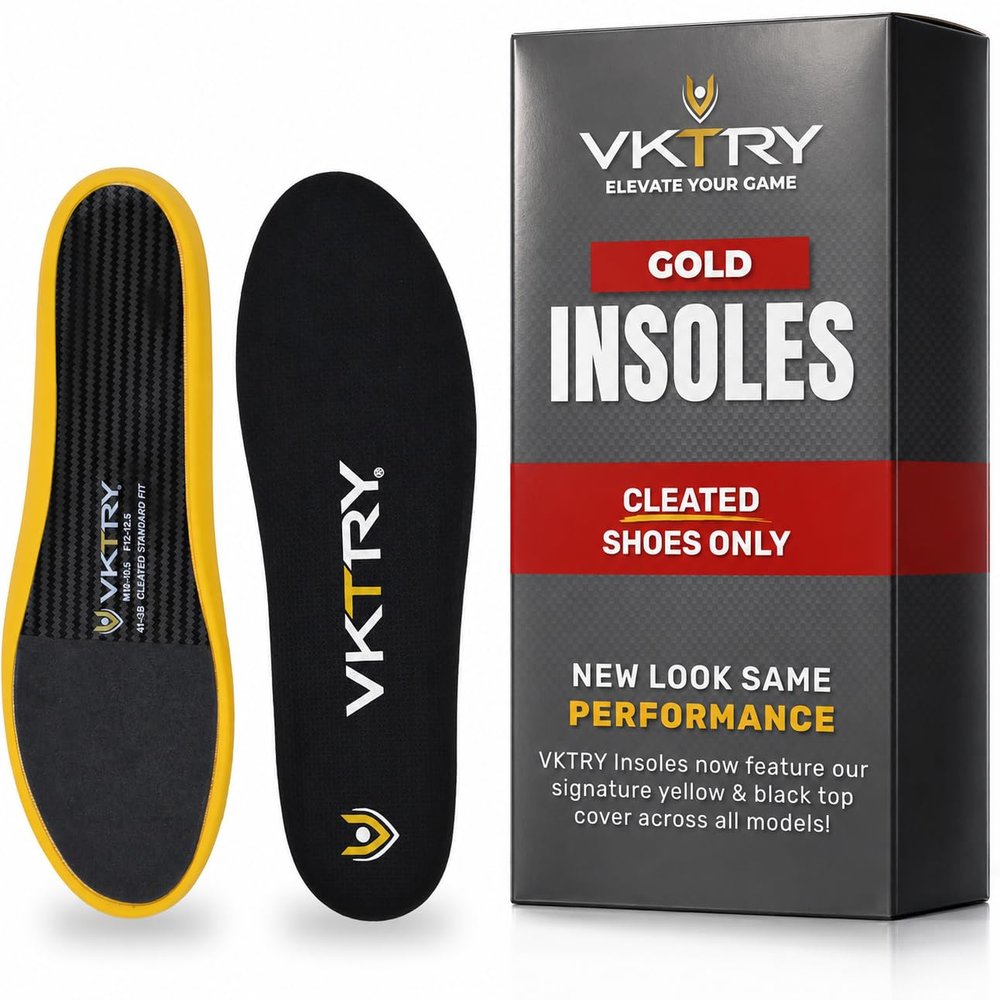 VKTRY Gold Cleated Insoles, Carbon Fiber Men 12-12.5/Women 14-14.5, <120lb
