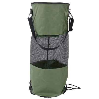 Qianjyvous Boat Trash Bag, Waterproof and Reusable Mesh Garbage Bag, Lightweight and Portable for Outdoor Activities, Easy to Clean, with Sturdy Buckle Strap Fixation (OD Green)
