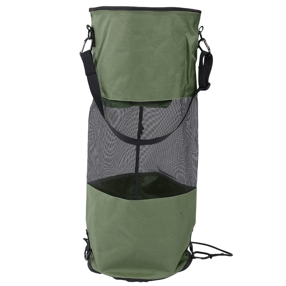 Qianjyvous Boat Trash Bag, Waterproof and Reusable Mesh Garbage Bag, Lightweight and Portable for Outdoor Activities, Easy to Clean, with Sturdy Buckle Strap Fixation (OD Green)