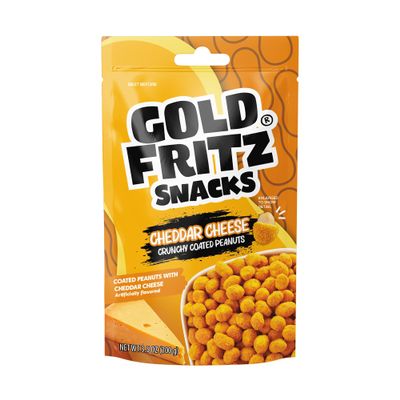 Gold Fritz Cheddar Cheese Crunchy Coated Peanuts 12 Pack (3.5 oz Each), Crunchy Peanut Bags, Bold Cheddar Flavor, Crispy Treats for Adults, Office & On-the-Go