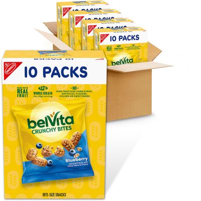 belVita Bite Size Snacks, Blueberry Crunchy Bites, 40-1 oz Snack Packs
