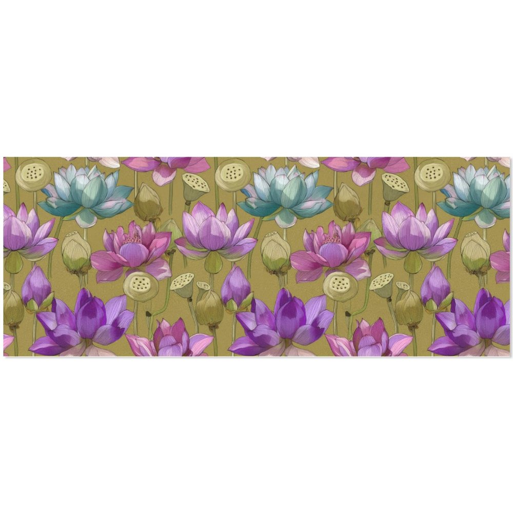 susiyo 3 Rolls Lotus Flowers and Lotus Seeds Pattern Gift Wrapping Paper Perfect for Wedding, Baby Shower, Valentine's Day, Christmas - Birthday Wrapping Paper Mini Roll - 58 x 22.8 inches