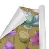 susiyo 3 Rolls Lotus Flowers and Lotus Seeds Pattern Gift Wrapping Paper Perfect for Wedding, Baby Shower, Valentine's Day, Christmas - Birthday Wrapping Paper Mini Roll - 58 x 22.8 inches view 2