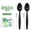 100% Compostable Spoons, 300 Disposable Spoons, Black No Plastic Spoons, BPA-Free Heavy Duty Disposable Utensils, Ecofriendly Compostable Cutlery for Party Wedding Picnic view 2