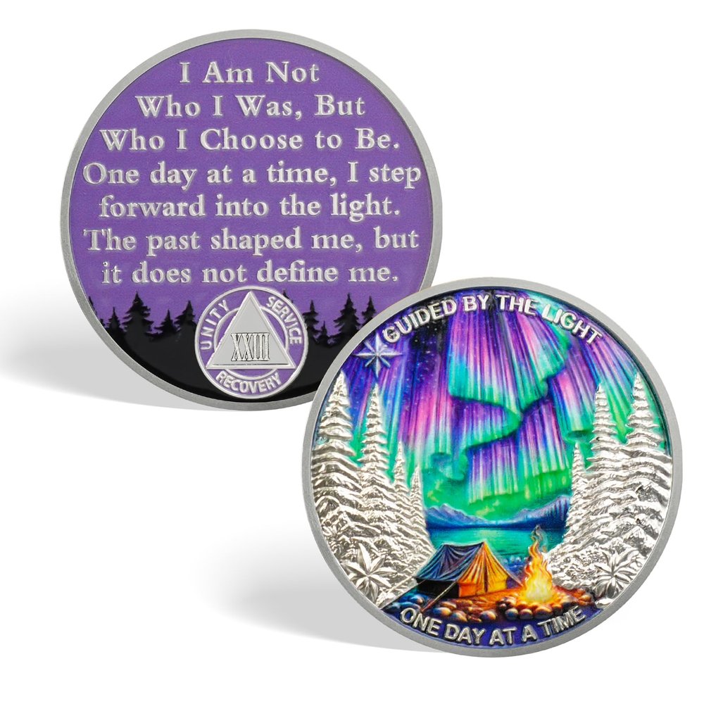 CHURYUML One Day at a Time 23 Year Sobriety Coin - Inspirational Sober Chip, Non-Religious AA Coins Recovery Medallions Sober Affirmation Token Sobriety Gifts for Women Men Celebrating Sobriety