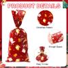 Christmas Cellophane Treat Goodie Bags, 100 PCS Christmas Candy Cookie Snack Gift Bag, Plastic Xmas Goody Wrapping Bag with Twist Ties for Gift Wrap Xmas Holiday Party Favors, 10.8 x 4.9 In (4 Styles) view 3