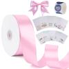 1-1/2 inch Pink Solid Satin Ribbon with Thank You Cards & Stickers,50 Yards Ribbon for Bows Bouquet,Gift Wrapping,Wedding,Floral Arrangement,Christmas Decorations view 1