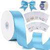 1-1/2 inch Aqua Blue Solid Satin Ribbon with Thank You Cards & Stickers,50 Yards Ribbon for Bows Bouquet,Gift Wrapping,Wedding,Floral Arrangement,Christmas Decorations view 1