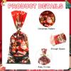 Christmas Cellophane Treat Bags, 100 PCS Christmas Goodie Candy Cookie Gift Goody Bag, Plastic Xmas Snack Wrapping Bag with Twist Ties for Gift Wrap Xmas Holiday Party Favors, 10.8 x 4.9 In (4 Styles) view 3