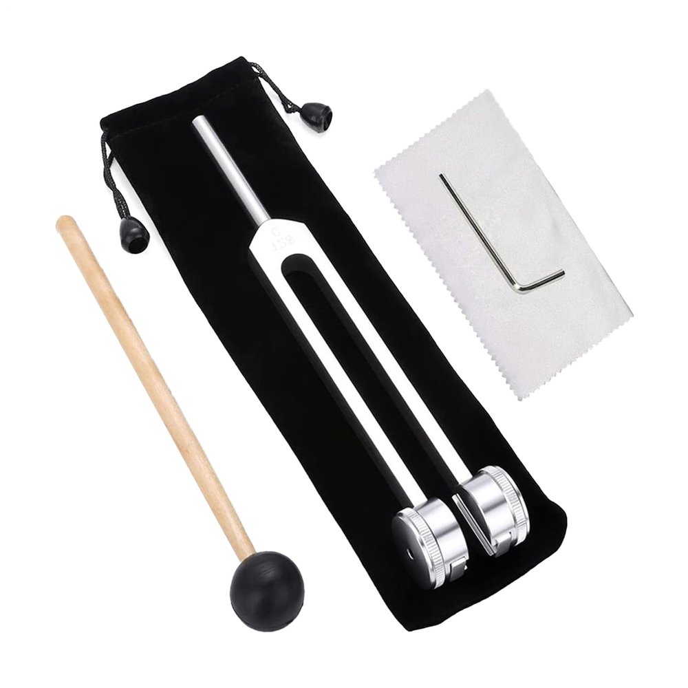 Vibration Tuning Forks Stainless Steel Tuning Device, Sound Instrument | 128 Hz ttherapy Collection Featuring Pouch, Activation Accessory Fork, Chakra Balancing Kit For Relaxation Healing