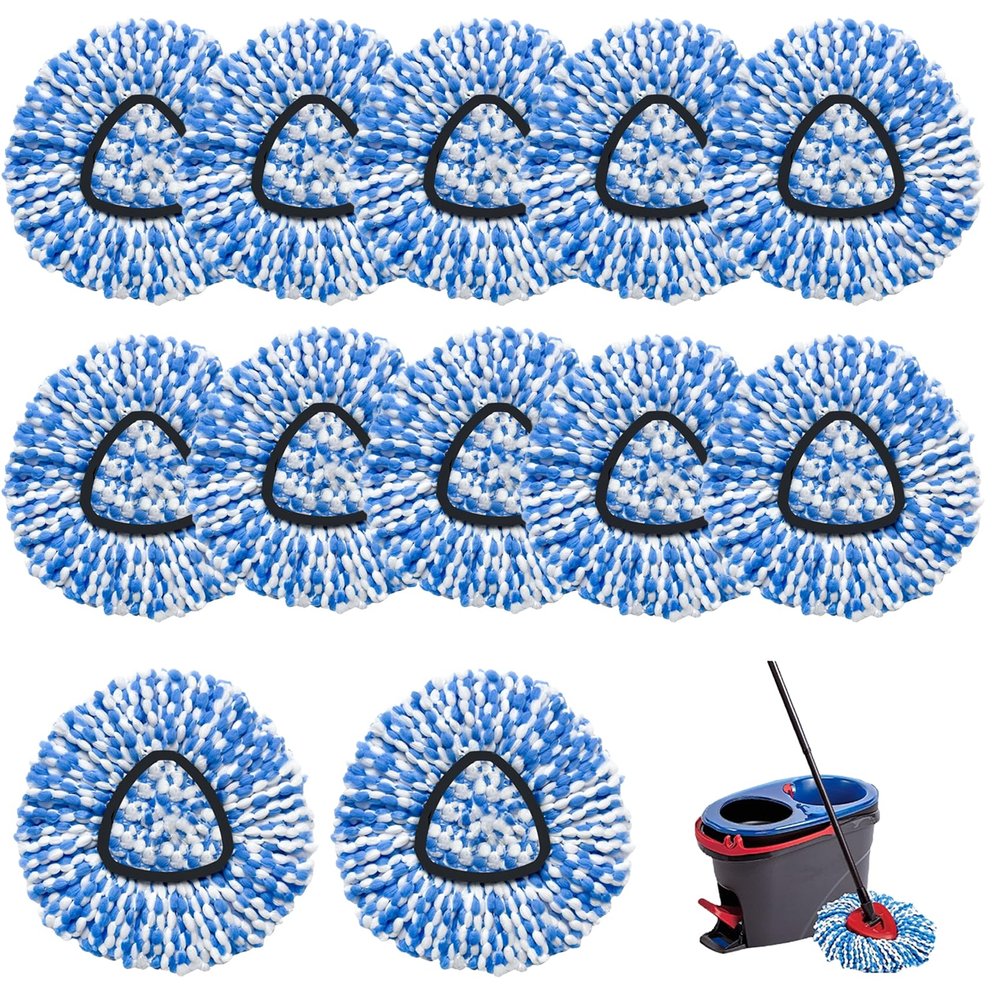 12 Pack Spin Mop Replacement Heads Compatible with Ocedar RinseClean 2 Tank System,Microfiber Mop Refill Heads for O Cedar Cleaning All Hard-surfaced Floor
