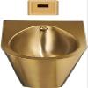 pcagfaajmh Household Products Wall-Mounted Automatic Flushing Urinal Stainless Steel Men's Urinal with Siphon Valve and Induction Flushing Non-Contact Flushing Golden Urinal with Drain view 1