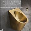 pcagfaajmh Household Products Wall-Mounted Automatic Flushing Urinal Stainless Steel Men's Urinal with Siphon Valve and Induction Flushing Non-Contact Flushing Golden Urinal with Drain view 3