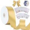 1-1/2 inch Champagne Gold Solid Satin Ribbon with Thank You Cards & Stickers,50 Yards Ribbon for Bows Bouquet,Gift Wrapping,Wedding,Floral Arrangement,Christmas Decorations view 1