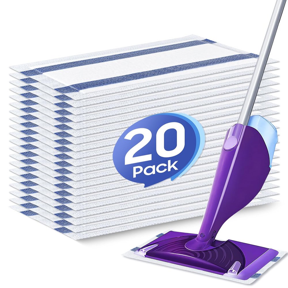 20 Count Disposable Mop Pads Refill for Swiffer WetJet Spray Mop - Wet Jet Mopping Pad Refill for Multi Surface Hardwood Floor Cleaning - Thickness & Absorbent
