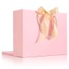 EUSOAR Pink Gift Bags,3pcs 10.6"x3.1"x8.3" Thank You Kraft Paper Bags with Handles Bow Ribbon, Shopping Gift Treat Paper Bag Bulk for Party Favor Wedding Guests Bridal Anniversary Birthday view 1