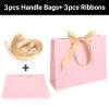 EUSOAR Pink Gift Bags,3pcs 10.6"x3.1"x8.3" Thank You Kraft Paper Bags with Handles Bow Ribbon, Shopping Gift Treat Paper Bag Bulk for Party Favor Wedding Guests Bridal Anniversary Birthday view 4