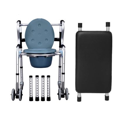 ZOCWJK Standing Walker Mobility Adjustment Walking Aid Adult Toilet Chair Brake Casters Save Space (