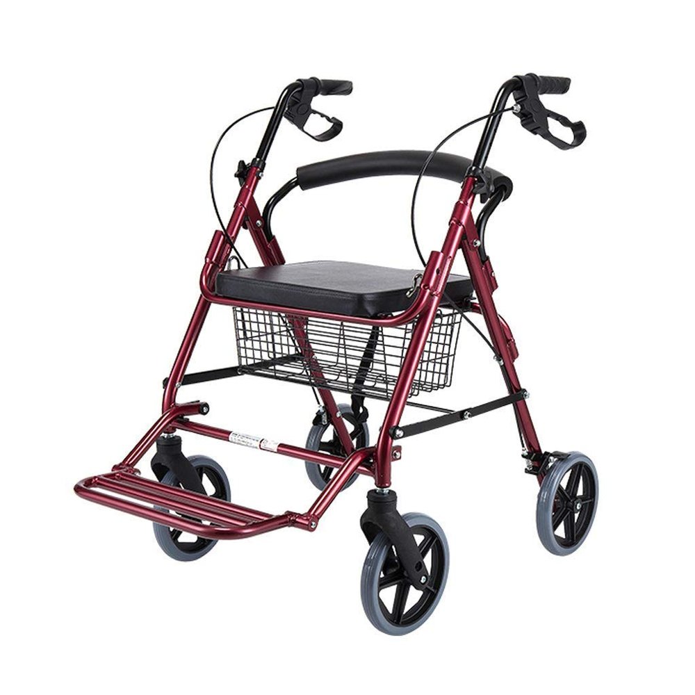 ZOCWJK Standard Walking Frames Rollator Walker with Seatand Brakes and 4 Wheels Lightweight Folding Mobility Aid Rolling Walker for Adult, Senior, Elderly and Handicap,(