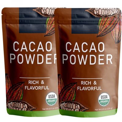 226g/2pack, Organic Cacao Powder - Unsweetened Dark Cocoa for Keto & Paleo Baking, Rich Chocolate Flavor, Non-GMO, Vegan, Gluten-Free, Resealable Bag