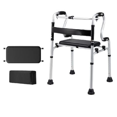ZOCWJK Folding Walker Toilet Armrest with Detachable Seat and Wheels 8 Files Height Adjustable Adult Walker Walker for Seniors Elderly Users Double The Comfor,(