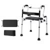 ZOCWJK Folding Walker Toilet Armrest with Detachable Seat and Wheels 8 Files Height Adjustable Adult Walker Walker for Seniors Elderly Users Double The Comfor,( view 1