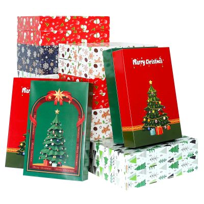 joyhalo 24 Pack 14.5" Christmas Gift Boxes with Lids for Presents, 6 Designs Gift Boxes Bulk,White Gift Wrapping Boxes for Clothes,Shirts,Robes,Sweaters and Socks