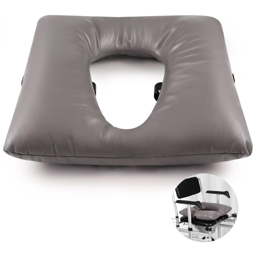 Kronabelle Pu-Covered Toilet Seat Cushion for Commode Chairs, Cotton Filled Washable Pad with Straps, 17 X 17 in Soft Seating for Seniors and Adults