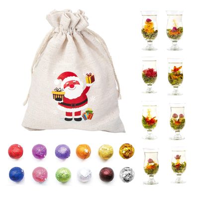 12 Assorted Blooming Flower Tea Balls Gift Set for Christmas| Handmade Herbal Flowering Tea Balls Variety Individual Packing| Blooming Green Teas with Flowers for Teas Lovers, Anniversary, Valentine, Birthday