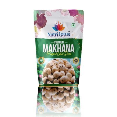 Nutri Lotus Premium Makhana Popped Lotus Seeds, 200g, Natural Fox Nuts, GMP Certified