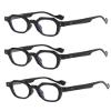 Blue Light Glasses Men Retro Hexagonal Reading Glasses Fashionable Full Frame Elderly Reader Glasses Set of 3 (Black, 2, x) view 1