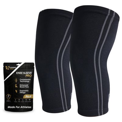 CopperJoint Athletic Knee Sleeve Pair for Women & Men, Moderate Support Compression Knee Sleeves for Running, Workouts, Training & Active Wear, 1 Pair