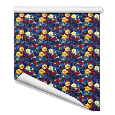 Time to Shine Wrapping Paper 30"x144" Satin Finish Bold Abstract Clocks in Gold, Red & Blue Gift Wrap Roll (30 sq ft)