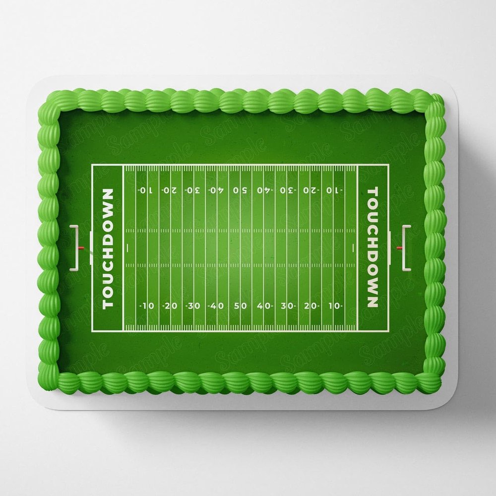 Cakecery Football Touchdown Field Edible Cake Image Topper Personalized Birthday Cake Banner 1/4 Sheet