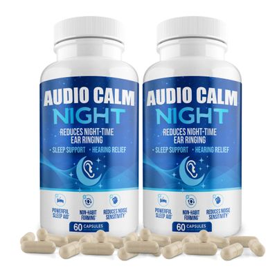 Audio Calm Night (120 Caps) | Natural Tinnitus Relief Supplement for Sleep | Eases Nighttime Ear Ringing and Hearing Discomfort | Non-Habit Forming Sleep Aid