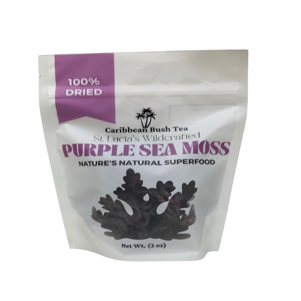 Caribbean Bush Tea Sea Moss Wildcrafted from St. Lucia | Purple Sea Moss | 1 oz Makes ~ 24 oz Sea Moss Gel | 100% Natural & Raw