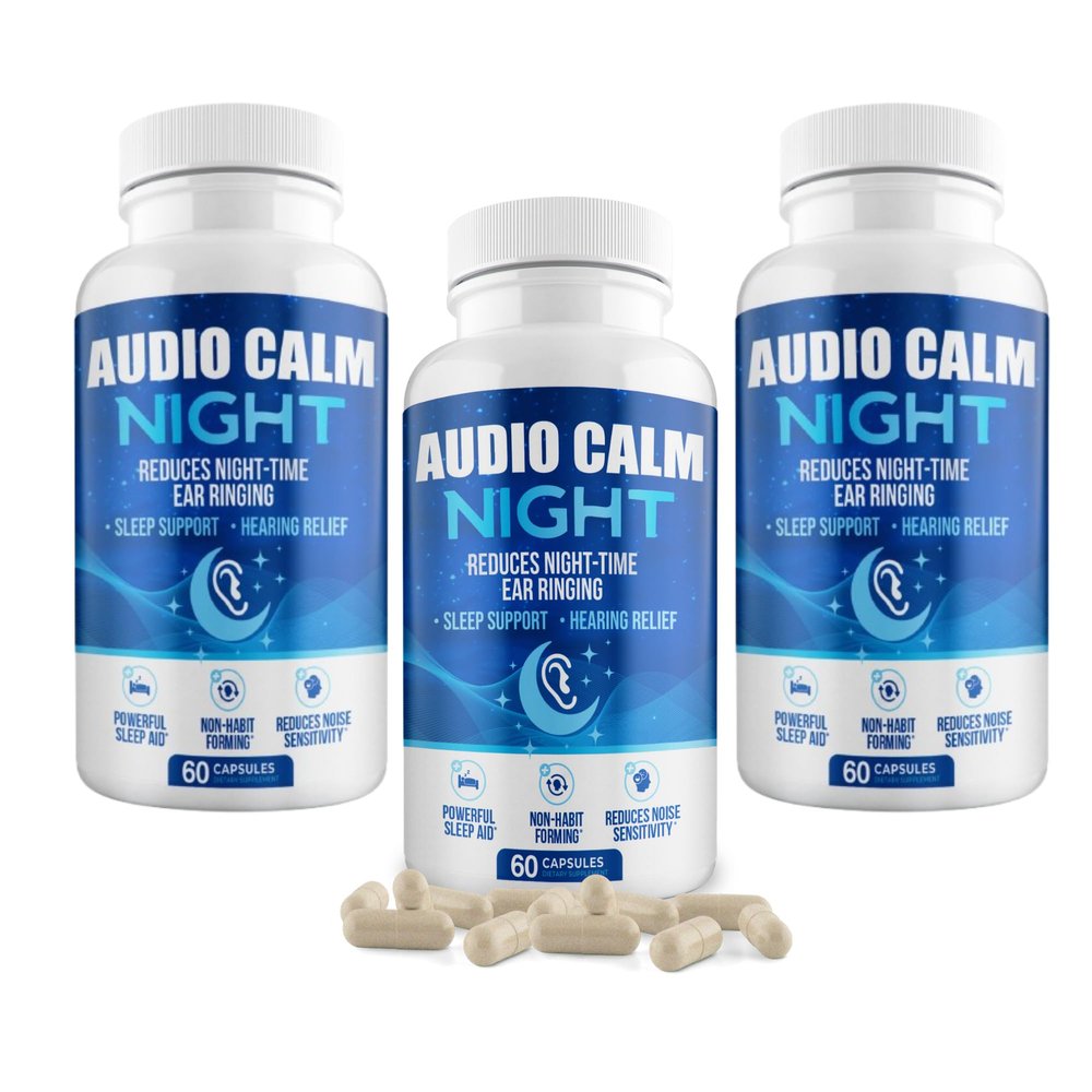 Audio Calm Night (180 Caps) | Natural Tinnitus Relief Supplement for Sleep | Eases Nighttime Ear Ringing and Hearing Discomfort | Non-Habit Forming Sleep Aid
