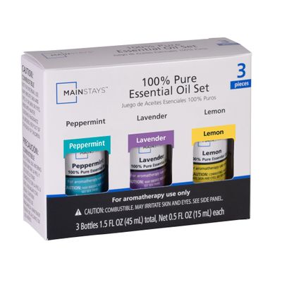100% Pure Essential Oil Variety 3 Pack [15ml] (Peppermint, Lavender, Lemon)