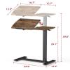 Sakugi Overbed Bedside Table with Wheels, Height Adjustable Laptop Desk, Hospital Bed Table with Right-Side Tilt Top, Rolling Bed Tray for Home & Office, 27.4" L x 13.0" D x 29.1"39" H, Brown view 2