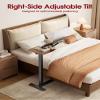 Sakugi Overbed Bedside Table with Wheels, Height Adjustable Laptop Desk, Hospital Bed Table with Right-Side Tilt Top, Rolling Bed Tray for Home & Office, 27.4" L x 13.0" D x 29.1"39" H, Brown view 4