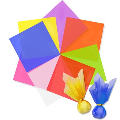 QHAJRYYC 120 Pcs Color Cello Sheets, 7.5x7.5 inch Colored Cellophane Sheets, Cello Sheet Wraps Multi-Colored Cellophane, for Party Supplies, DIY Projects, Packaging Small Gifts