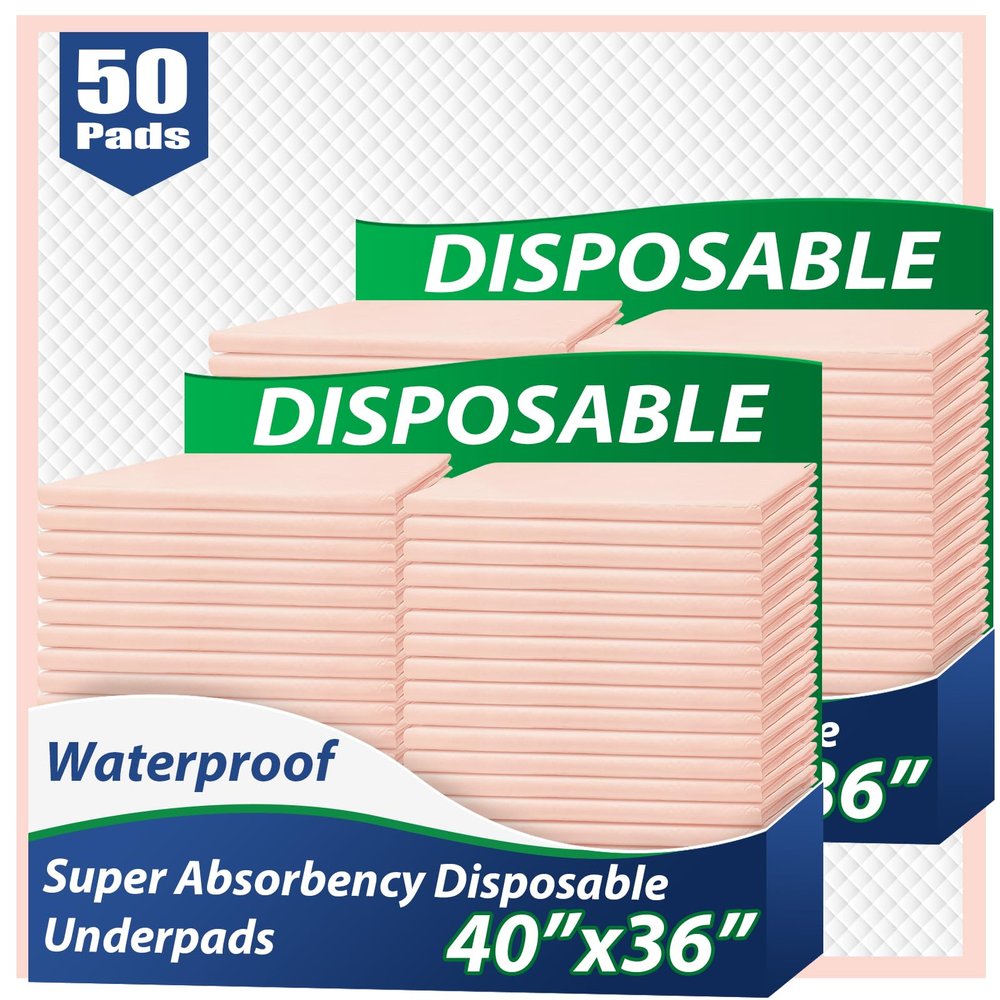 MKISS Extra Large Waterproof Bed Pads 40" x 36"(50 Count), Disposable Super Absorbent Heavy Duty Incontinence Underpads, Thicken Chucks Pads for Adults, Children, Babies, Elderly and Pets