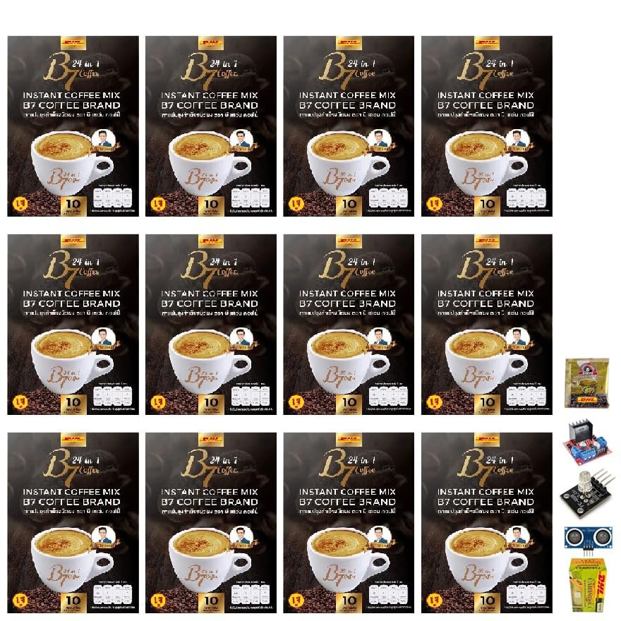 B7 Instant Coffee Mix Healthy 24 in 1 150 grams (10 Sachets) Vegan Snack Arabica Roasted Snack Delicious Mellow Intense Set 12 By Beautygoodshop [Get Free For You Beauty Gifts]