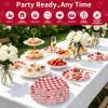 LIKAJON Red Gingham Paper Plates Disposable, 50 Pcs (25-9" & 25-7") view 3