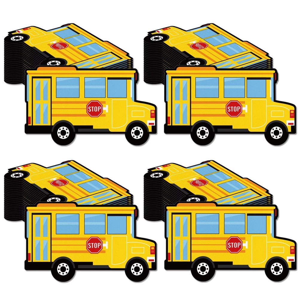 Vobumix 100pcs School Bus Shaped Napkins Disposable Cocktail Beverage Napkins Party Dinner Paper Serviette Tableware Tissues Decor for Party