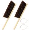 2 Pcs Wooden Dust Brush,Hand Broom with Lanyard Bench Brush with Long Wood Handle Outdoor Furniture Brush for Cleaning Car Bed Sofa Fireplace Couch and Clothes(Size:2 pcs) view 1