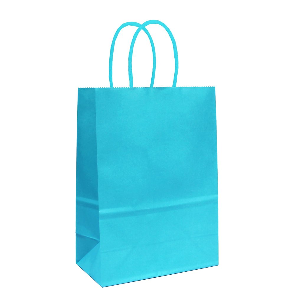 ADIDO EVA 25 PCS Lake Blue Gift Bags Small Paper Bags with Handles for Party Favor (8.2 x 6 x 3.1 in, Light Blue)