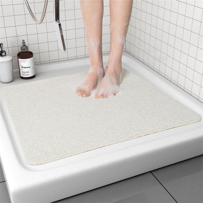 Shower Mat Bathtub Mat, Non-Slip Bath Mat with Drain, Quick Drying PVC Loofah Bathmat for Tub,Shower,Bathroom, Wet Areas(White,40x100cm)